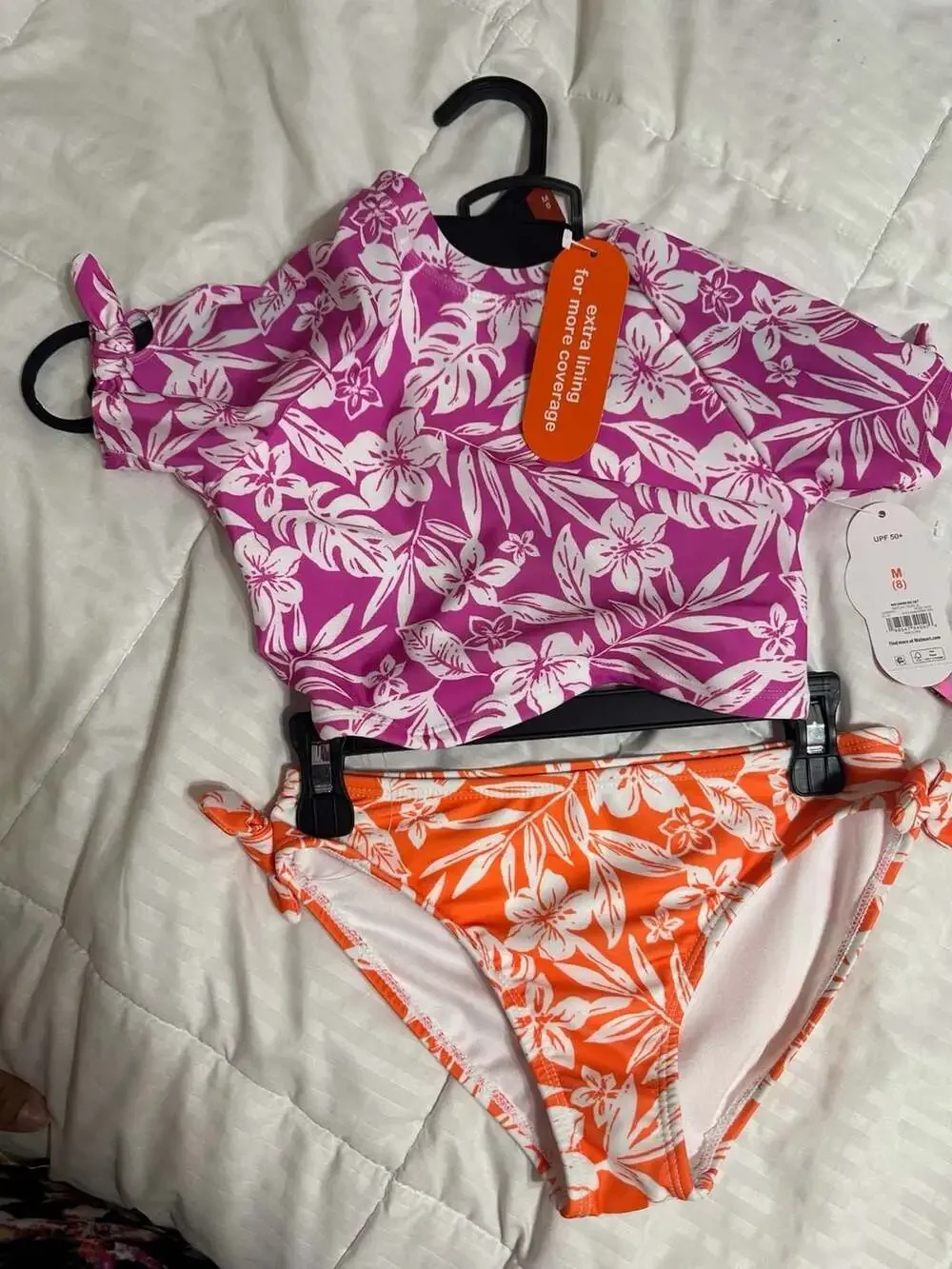 Wonder Nation Girls Short Sleeve Rash Guard Swim Set, Two-Piece, Sizes 4-18